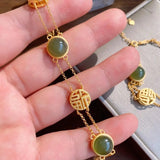 Natural Hetian Chalcedony Double Inlaid Bracelet Lightweight Charm
