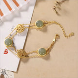 Natural Hetian Chalcedony Double Inlaid Bracelet Lightweight Charm