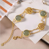 Natural Hetian Chalcedony Double Inlaid Bracelet Lightweight Charm