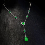 Chinese Style Hetian Chalcedony Necklace Charm Green Pendant Ladies Jewelry