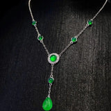 Natural Hetian Chalcedony Necklace Chinese Style Long Charm Green Pendant