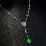 Natural Hetian Chalcedony Necklace Chinese Style Long Charm Green Pendant