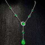 Natural Hetian Chalcedony Necklace Chinese Style Long Charm Green Pendant