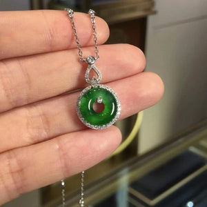 Hetian Chrysoprase Pendant Vintage Chinese Necklace