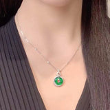 Vintage Hetian Chrysoprase Pendant Chinese Style Necklace