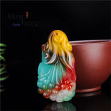 Natural Hetian Jade Magnolia Pendant Amulet Women Men Couple Holiday Gift