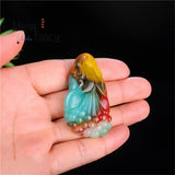 Natural Hetian Jade Magnolia Pendant Amulet Women Men Couple Holiday Gift