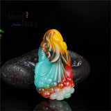 Natural Hetian Jade Magnolia Pendant Amulet Women Men Couple Holiday Gift
