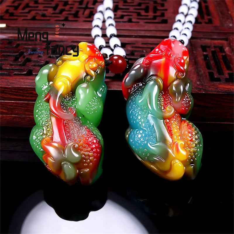 Hetian Jade Pixiu Pendant Fine Jewelry Amulet Sweater Chain Couple