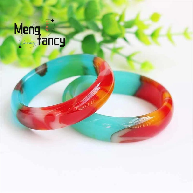 Natural Hetian Colorful Jade Floating Flower Bracelet Charms