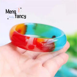 Natural Hetian Colorful Jade Floating Flower Bracelet Charms