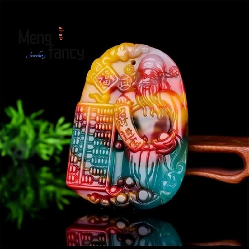 Hetian Jade God Of Wealth Peacock Toad Pendant Charm Jewelry Men Women