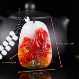 Natural Hetian Colorful Jade Mountain Water Pendant Charms Amulets