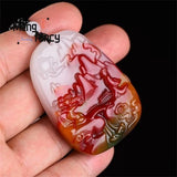 Natural Hetian Colorful Jade Mountain Water Pendant Charms Amulets