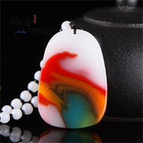 Natural Hetian Colorful Jade Mountain Water Pendant Charms Amulets