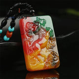 Hetian Colorful Jade One Horse Leads The Way Pendant Charms Amulets