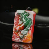 Hetian Colorful Jade One Horse Leads The Way Pendant Charms Amulets