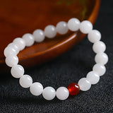 Hetian Golden Silk Jade 8MM Round Beads Bracelet