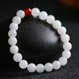 Hetian Golden Silk Jade 8MM Round Beads Bracelet