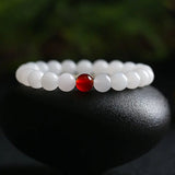 Hetian Golden Silk Jade 8MM Round Beads Bracelet