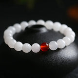 Hetian Golden Silk Jade 8MM Round Beads Bracelet