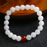 Hetian Golden Silk Jade 8MM Round Beads Bracelet
