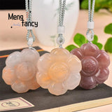 Hetian Golden Silk Jade Blossom Riches And Honor Pendant Charms