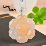 Hetian Golden Silk Jade Blossom Riches And Honor Pendant Charms
