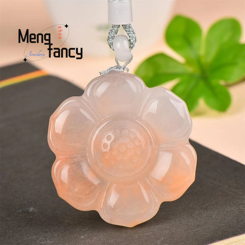Hetian Golden Silk Jade Blossom Riches And Honor Pendant Charms