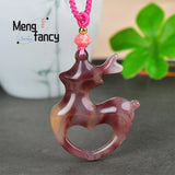 Hetian Golden Silk Jade Fawn Pendant Charms Jewelry Engraver Amulet Necklace