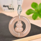 Hetian Golden Silk Jade Good Fortune Double Pendant Charms Necklace