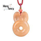 Hetian Golden Silk Jade Rabbit Pendant Charm Necklace