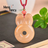 Hetian Golden Silk Jade Rabbit Pendant Charm Necklace