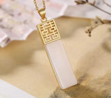 Hetian Gray Jade Double Happiness Lucky Pendant S925 Sterling Silver