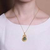 Hetian Green Chalcedony Teardrop Pendant Necklace Chinese Style