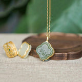 Hetian Green Chalcedony Flower Pendant Necklace for Women
