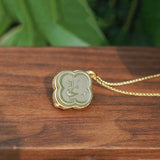 Hetian Green Chalcedony Flower Pendant Necklace for Women