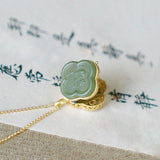 Hetian Green Chalcedony Flower Pendant Necklace for Women