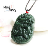 Hetian Green Jade Dragon Business Booming Pendant