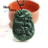 Hetian Green Jade Dragon Business Booming Pendant