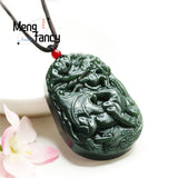Hetian Green Jade Dragon Business Booming Pendant