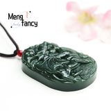 Hetian Green Jade Dragon Business Booming Pendant