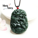 Hetian Green Jade Dragon Business Booming Pendant