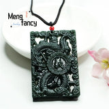 Natural Hetian Green Jade Guan Gongwu Wealth Pendant Retro Charm Jewelry
