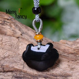 Natural Hetian Green Jade Ruyi Lock Pendant Charms Amulet Fine Jewelry