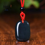 Natural Hetian Green Jade Ruyi Lock Pendant Charms Amulet Fine Jewelry
