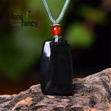 Natural Hetian Green Jade Ruyi Lock Pendant Charms Amulet Fine Jewelry