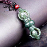 Hetian Green Jade Vajra Pestle Pendant Necklace Amulet