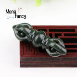 Hetian Green Jade Vajra Pestle Pendant Necklace Amulet