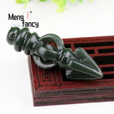 Hetian Green Jade Vajra Pestle Pendant Necklace Amulet